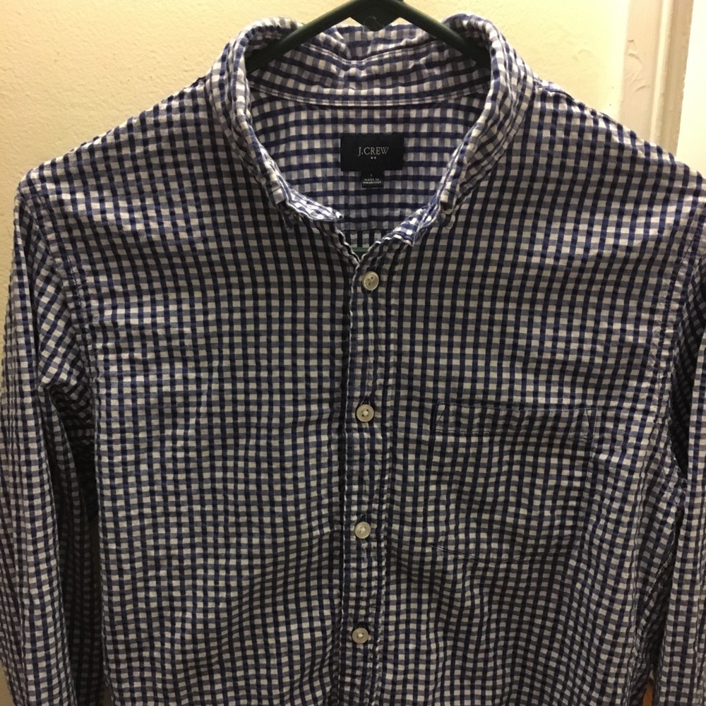 J. Crew linen gingham button down. Size small.
